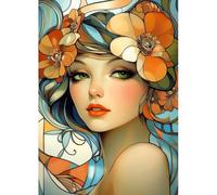 MAXBYE Dama Vintage Diamond Painting Art, DIY Diamond Art Kit Completo, 5D Pinturas Diamantes Diamond Painting para Adultos Principiantes, Flores Diamante Crystal Art Gran Regalo De Cumpleaños 30x40cm