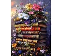 MAXBYE Diamond Painting Art Kits, DIY Libro & Flores Completo Punto de Cruz Cristal, 5D Pinturas Diamantes para Adultos Principiantes, Gem Articulo Artesanal Regalo De Cumpleaños 30x40cm