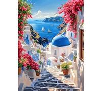 MAXBYE Diamond Painting Art Kits, Pueblo Griego DIY Completo Punto de Cruz Cristal, 5D Pinturas Diamantes para Adultos Principiantes, Gem Articulo Artesanal Regalo De Cumpleaños 30x40cm