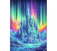 MAXBYE Diamond Painting Kit Completo Castillo de Hielo, 5D Pintura Diamante Adultos Aurora, DIY Diamond Painting Art Punto de Cruz Cristal Para Decoración de Pared Hogar Regalo 30x40cm