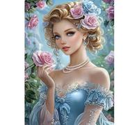 MAXBYE Diamond Painting Kit Completo Mujer Elegante, 5D Pintura Diamante Adultos Rosa Rosa, DIY Diamond Painting Art Punto de Cruz Cristal Para Decoración de Pared Hogar Regalo 30x40cm