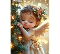 MAXBYE Diamond Painting Kit Completo Navidad, 5D Pintura Diamante Adultos Ángel de Navidad, DIY Diamond Painting Art Punto de Cruz Cristal Para Decoración de Pared Hogar Regalo 30x40cm