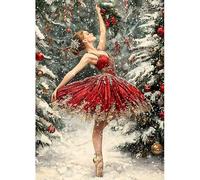 MAXBYE Diamond Painting Kit Completo Navidad, 5D Pintura Diamante Adultos Elegante Bailarina, DIY Diamond Painting Art Punto de Cruz Cristal Para Decoración de Pared Hogar Regalo 30x40cm