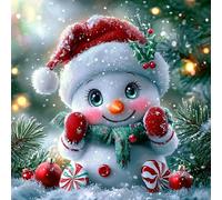 MAXBYE Diamond Painting Kit Completo Navidad, 5D Pintura Diamante Adultos Muñeco de Nieve, DIY Diamond Painting Art Punto de Cruz Cristal Para Decoración de Pared Hogar Regalo 30x30cm