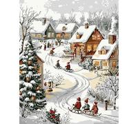 MAXBYE Dipingi con i Numeri per Adulti, Christmas Kit di Pittura a Olio su Tela Fai-da-Te per Principiante con Pennelli Pittura Pigmento Acrilico Disegno, Decorazioni Casa Natale Regalo 40x50cm