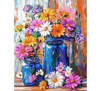 MAXBYE Dipingi con i Numeri per Adulti, Fiori Colorati Paint by Numbers Kit, Fai-da-Te Pittura per Principiante con Pennelli Pittura Pigmento Acrilico, Decorazioni Casa Regalo 40x50cm