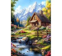 MAXBYE Paisaje Diamond Painting Art Kits, DIY Casa & Río Completo Punto de Cruz Cristal, 5D Pinturas Diamantes para Adultos Principiantes, Gem Articulo Artesanal Regalo De Cumpleaños 30x40cm