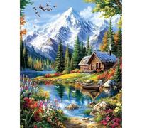MAXBYE Pintar por Numeros Adultos, Paisajes Montañas Arroyos Kit de Pintura por Números para Principianti al óleo de Lienzo DIY, Paint by Number Kits Pigmento Acrílico, Regalos Decorar Hogar 40x50cm