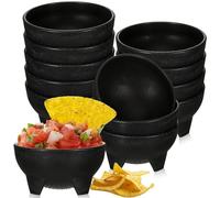 Maxcheck 12 cuencos de salsa de plástico para servir, cuencos de molcajete, cuencos de guacamole, cuencos mexicanos, patatas fritas y plato de servir de salsa, juego de servir para una fiesta, fiesta,