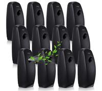 Maxcheck 12 dispensadores automáticos de ambientador en aerosol, dispensador automático para baño, funciona con pilas, de pie o montado en la pared para baño, dormitorio, pulverizador (negro)