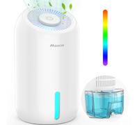 Maxcio Deshumidificador Electrico Bajo Consumo Silencioso con Depósito Extraíble de 860ml, Deshumidificadores de Humedad Pequeño Apagado Automático Luz LED Multicolor para Dormitorio Baño Armario RV