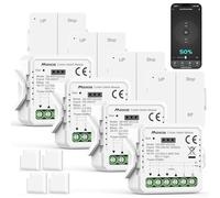 Maxcio Interruptor Persiana Wifi con Control Remoto RF, Módulo de Reléde Control de Persiana con Temporizador, Función de Porcentaje, Función de voz, Compatible con Alexa y Google Home, 4 Packs