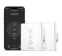 Maxcio Interruptor Persiana WiFi Inteligente, Conmutador de Cortina Compatible con Alexa y Google Home, Temporizador Automático, Panel de Vidrio Táctil Empotrable, Requiere Cable Neutro, 2 Packs