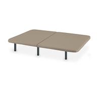 MAXCOLCHON Base Tapizada Partida Tejido 3D Transpirable con Patas Metálicas de 25cm Altura Total 30cm para Accesos Estrechos y Descanso Firme 200x200 (2 de 100x200) - Beige