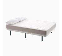 MAXCOLCHON Pack Universitario de Descanso Completo con Colchon Viscoelastico y Base Tapizada Partida para Dormitorios de Estudiantes, Incluye Almohada y Ropa de Cama Blanca, Gris (90x200 cm)