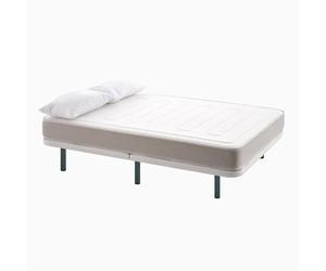 MAXCOLCHON Pack Universitario de Descanso Completo con Colchon Viscoelastico y Base Tapizada Partida para Dormitorios de Estudiantes, Incluye Almohada y Ropa de Cama Blanca, Gris (90x200 cm)