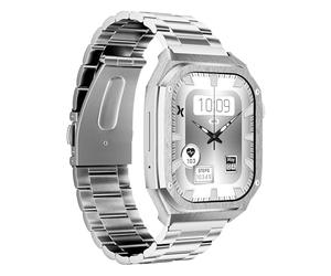Maxcom BijouWatch® FW65 Iron S - Reloj inteligente para hombre - Pantalla Amoled de 5.0 cm - Cristal 2.5D - Función de llamada - IP68 - Rastreador deportivo - 2 correas, color plateado
