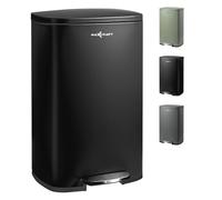 MAXCRAFT Cubo de basura Pedal Retráctil Cubo de Reciclaje Basurero Acero - con Cierre Suave Cocina con Tapas Capacidad para 50 litros en Negro