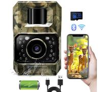 MAXDONE Cámara de Caza - 48MP Camara Fototrampeo WiFi Bluetooth Camara Caza, Batería Recargable Integrada de 2000 mAh, IP66 Impermeable, con Tarjeta Micro SD 32 GB