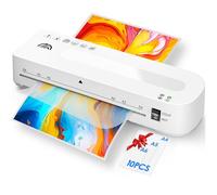 MAXDONE Plastificadora A4 Frío/Calor - Máquina de Plastificar con 10 Fundas, 80-125 Micras y 90s Precalentamiento, Sistema Doble Rodillo Anti-Atascos, Ideal para Escuela, Hogar y Oficina (Blanco)