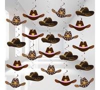 Maxdot 42 piezas de decoración de fiesta de vaquero occidental, sombrero de vaquero colgante del salvaje oeste, serpentinas de techo para adultos, vaqueras, niños, suministros de decoración de fiesta