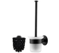 MaxDoux Escobilla de inodoro, color negro, montaje en pared, escobilla de inodoro, color negro, soporte para escobilla de inodoro, sin taladrar, incluye cepillo de repuesto
