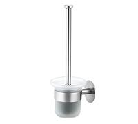 MaxDoux Escobilla de inodoro sin taladrar, montaje en pared, con soporte, acero inoxidable y cristal, soporte para escobilla de inodoro para baño y WC