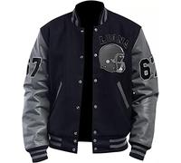 MAXDUD Chaqueta Bomber Hombre Negro y Gris Chaqueta Varsity College Letterman Chaqueta Tom Hardy Chaqueta de béisbol ligera, Negro y gris - Diseño 1, 3XL