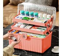 MaxEarn 3 estantes para medicamentos grandes, 32 x 18 x 22 cm, caja de botiquín casero, caja de medicamentos, caja organizadora, caja de primeros auxilios, caja de medicamentos, caja de clasificación