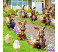 MaxEarn 6 letreros de Pascua para patio, decoración de patio de conejo de Pascua al aire libre, letreros de conejo de Pascua impermeables con estacas, letrero de jardín de Pascua, decoración del