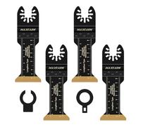 MaxEarn Cuchillas de sierra oscilantes multiherramienta, 4 piezas de titanio, extralargas multiherramienta, juego universal de cuchillas oscilantes de cambio rápido, accesorios para cortar metal