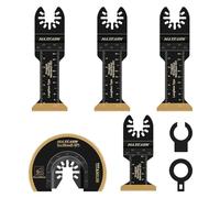 MaxEarn Cuchillas de sierra oscilantes multiherramienta, 5 piezas de titanio, extralargas multiherramienta, juego universal de cuchillas oscilantes de cambio rápido, accesorios para cortar metal
