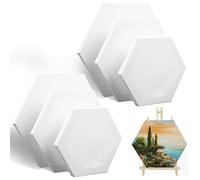 MaxEarn Juego de 6 bastidores hexagonales, 30 cm, 25 cm, 20 cm, 20 cm/8 pulgadas, lienzo hexagonal para pintar, de 100 % algodón, 4 imprimaciones blancas, de óleo, acrílico, acuarela, gouache, témpera