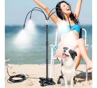 MaxEarn Sistema de riego de neblina de pie, sistema de niebla de pie, con tubería de agua de 8 m, pulverizador portátil con base pesada de agua para terraza, piscina, patio trasero