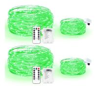 MAXEE 2 Stück 10 M Grün Ferngesteuerte Lichterkette (8 Modi und Timerfunktion) + 2 Stück 3 M 30 LED Lichterketten, Batteriebetrieben, Geeignet für Weihnachten Innen Aussen Deko, Grün