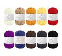 Maxee 500 g (50 g x5Colores) Hilo para Tejer a Crochet, Lana Crochet Mano Ovillos Acrílicos, Lanas Tejer, Hilo Crochet para Gorros, Bufandas, Ropa y Trabajos de Crochet, Principiantes y Profesionales