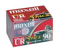 Maxell 108562 UR-90, paquete de 5 casetes de audio con sesgo normal, 90 minutos con fundas, paquete de 5