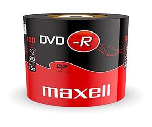Maxell 275733 DVD-R 4.7 GB 16X 120 min Video (100 Discos - Envoltura retráctil)