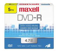 Maxell 638002 - Discos DVD-R, 4,7 GB, 16 x con fundas para joyas, color dorado, paquete de 5 unidades