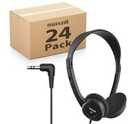 Maxell Auriculares ajustables con cable de 6 pies, color negro, mini-teléfono (3,5 mm), con cable, en la oreja, cable de 6 pies