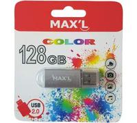 Maxell MAX Color L USB Stick Flash Drive, 128 GB, USB 2.0, Plata