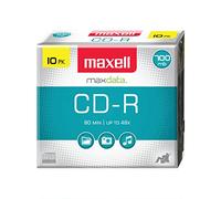 Maxell - MAX648210, CD Recordable Media - Noise-Free Surface Playback CDs 700Mb Storage & Up to 48x - Blank CDs, CD Storage & Slim Jewel Case Holder - 10 Pack