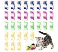 Maxentico 32 Piezas Muelle en Espiral para Gato, Juguete Interactivo para Gatos, Juguetes de Primavera, Muelles Coloridos de Plástico Ideal para Matar el Tiempo y Mantenerse en Forma(4 Color)