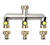 Maxentico Grifo Jardin, Válvula de Cierre Adaptador Manguera de 3 Conectores, Divisor de Tres Vias Conector de Jardín Válvulas de Latón, 3/4 Pulgadas Distribuidor de Salida Del Tanque de Agua