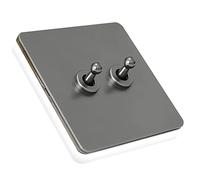 MAXEPO Gris Retro Creatividad Interruptor Interior Interruptor de luz de Pared 1-4 Gang Interruptor de Palanca de latón de 2 vías 86 Tipo Control Dual Oculto Toma de Hotel Dibujo doméstico Palanca de