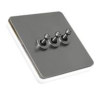 MAXEPO Gris Retro Creatividad Interruptor Interior Interruptor de luz de Pared 1-4 Gang Interruptor de Palanca de latón de 2 vías 86 Tipo Control Dual Oculto Toma de Hotel Dibujo doméstico Palanca de