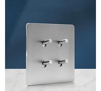 MAXEPO Palanca de interruptor gris 86 Tipo Dibujo Interruptor de luz de pared Interruptor de latón Mate Acero inoxidable puro Color primario 1-4 Gang 2 vías Panel cepillado oculto Control dual Toma de