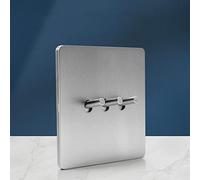 MAXEPO Palanca de interruptor gris 86 Tipo Dibujo Interruptor de luz de pared Interruptor de latón Mate Acero inoxidable puro Color primario 1-4 Gang 2 vías Panel cepillado oculto Control dual Toma de