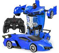 Maxesla Coche Teledirigido Transformers para Niños, Rotación 360°2 in 1 Robot RC Car, 2.4GHz Coche Radiocontrol with LED, Juegos Infantiles Regalos Cumpleaños Navidad Niños Niñas 3-10, Azul
