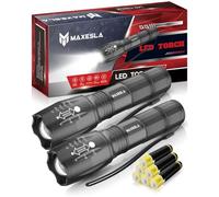 Maxesla Linterna LED de 2000 Lúmenes, Linterna LED Superbrillante, Potente Linterna Resistente al Agua, 5 Modos Mini Linterna Táctica, Camping, 6 Pilas AAA Incluidas